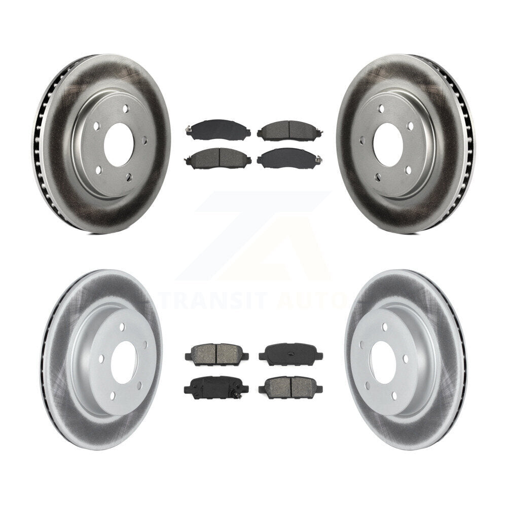 Front Rear Coated Disc Brake Rotors And Semi-Metallic Pads Kit For 2018 Nissan LEAF S KGS-102599