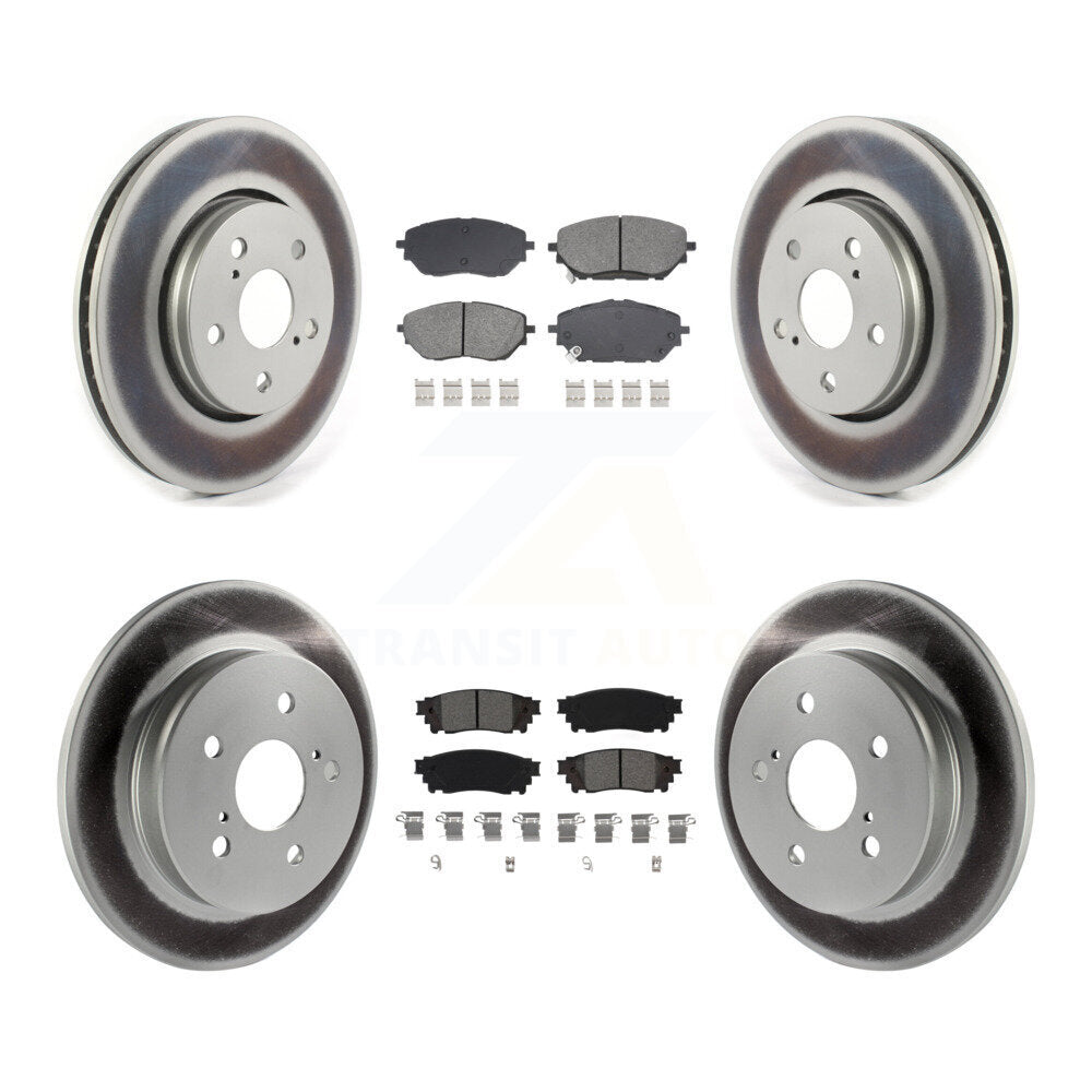 Front Rear Coated Disc Brake Rotors And Semi-Metallic Pads Kit For 2018 Toyota C-HR KGS-102601