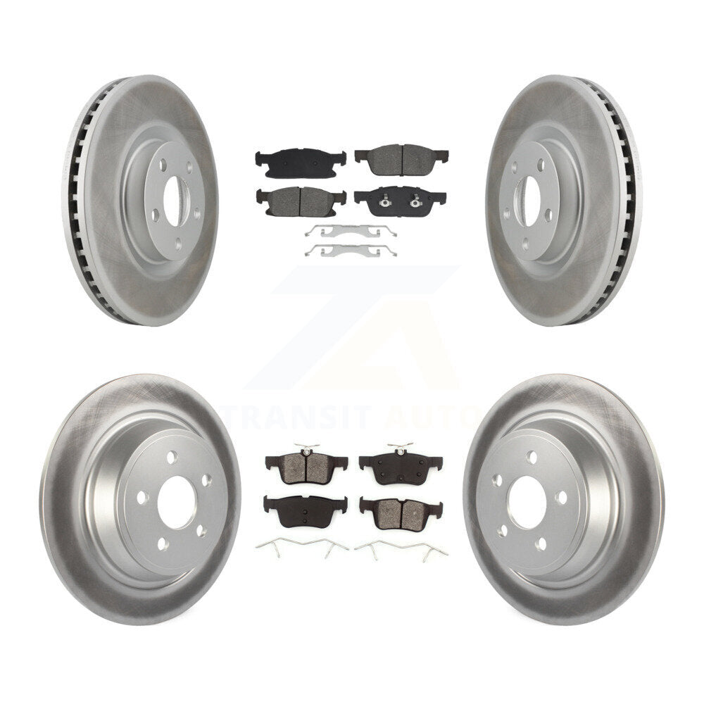 Front Rear Coated Disc Brake Rotors And Semi-Metallic Pads Kit For Lincoln Continental KGS-102603