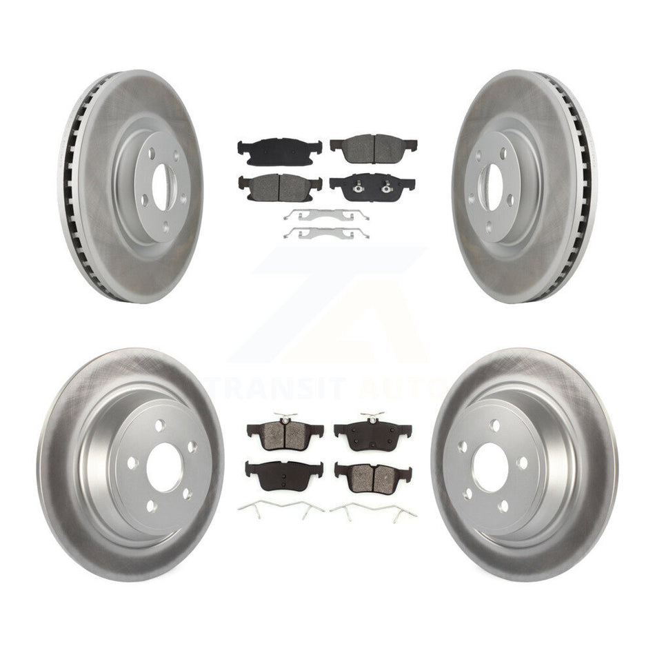Front Rear Coated Disc Brake Rotors And Semi-Metallic Pads Kit For Lincoln Continental KGS-102603