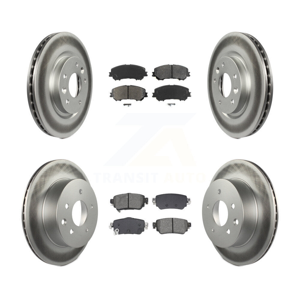 Front Rear Coated Disc Brake Rotors & Semi-Metallic Pad Kit For 2019 Nissan Rogue Sport S KGS-102604