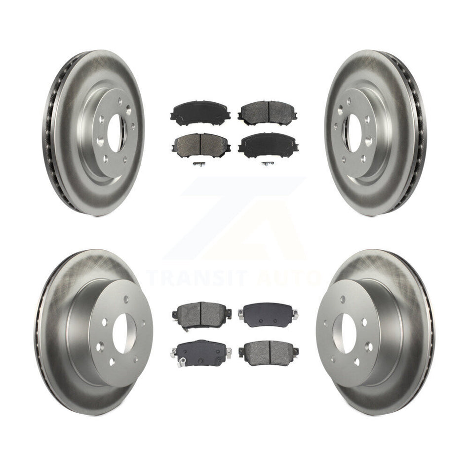 Front Rear Coated Disc Brake Rotors & Semi-Metallic Pad Kit For 2019 Nissan Rogue Sport S KGS-102604