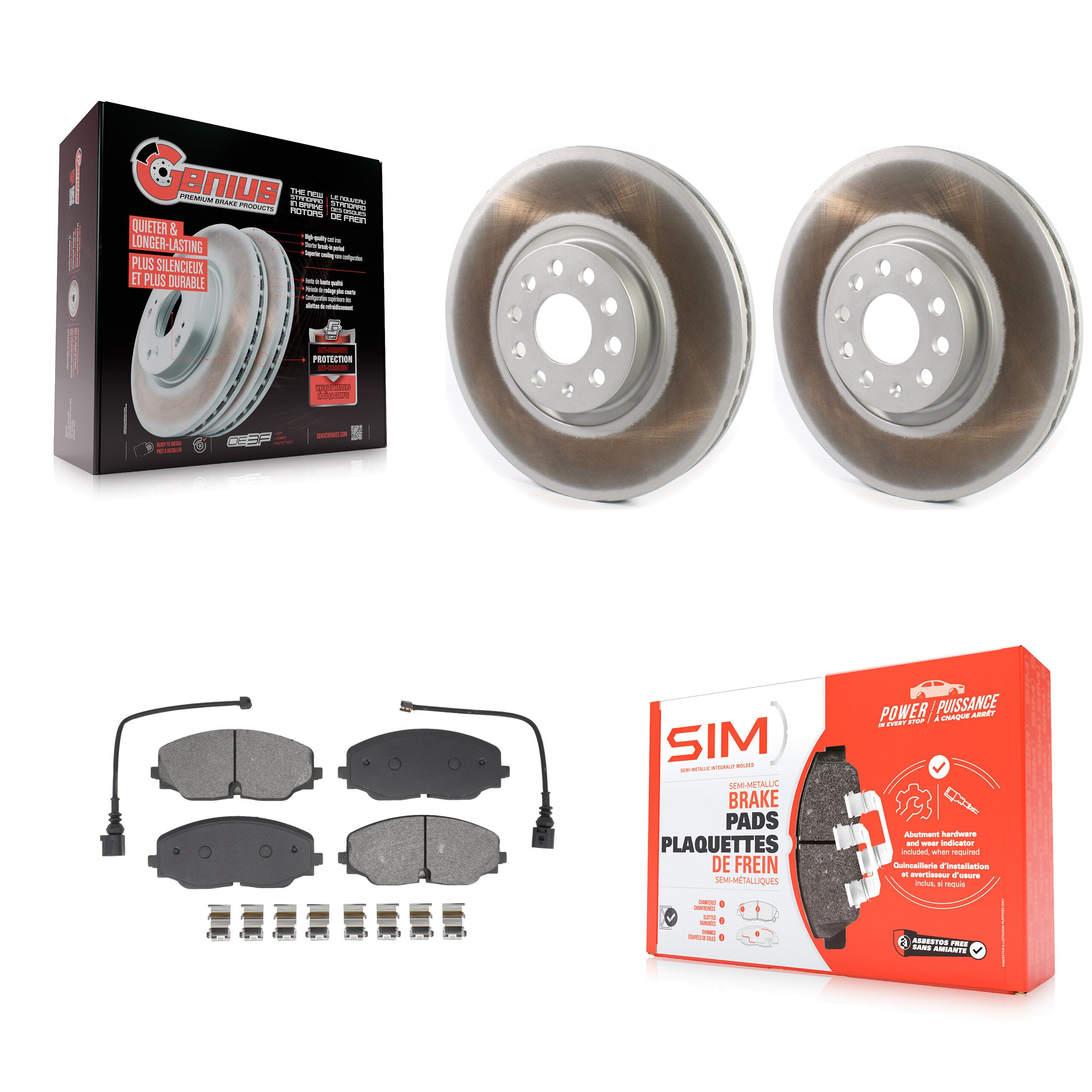 Front Coated Disc Brake Rotors And Semi-Metallic Pad Kit For Volkswagen Atlas Cross Sport KGS-102622