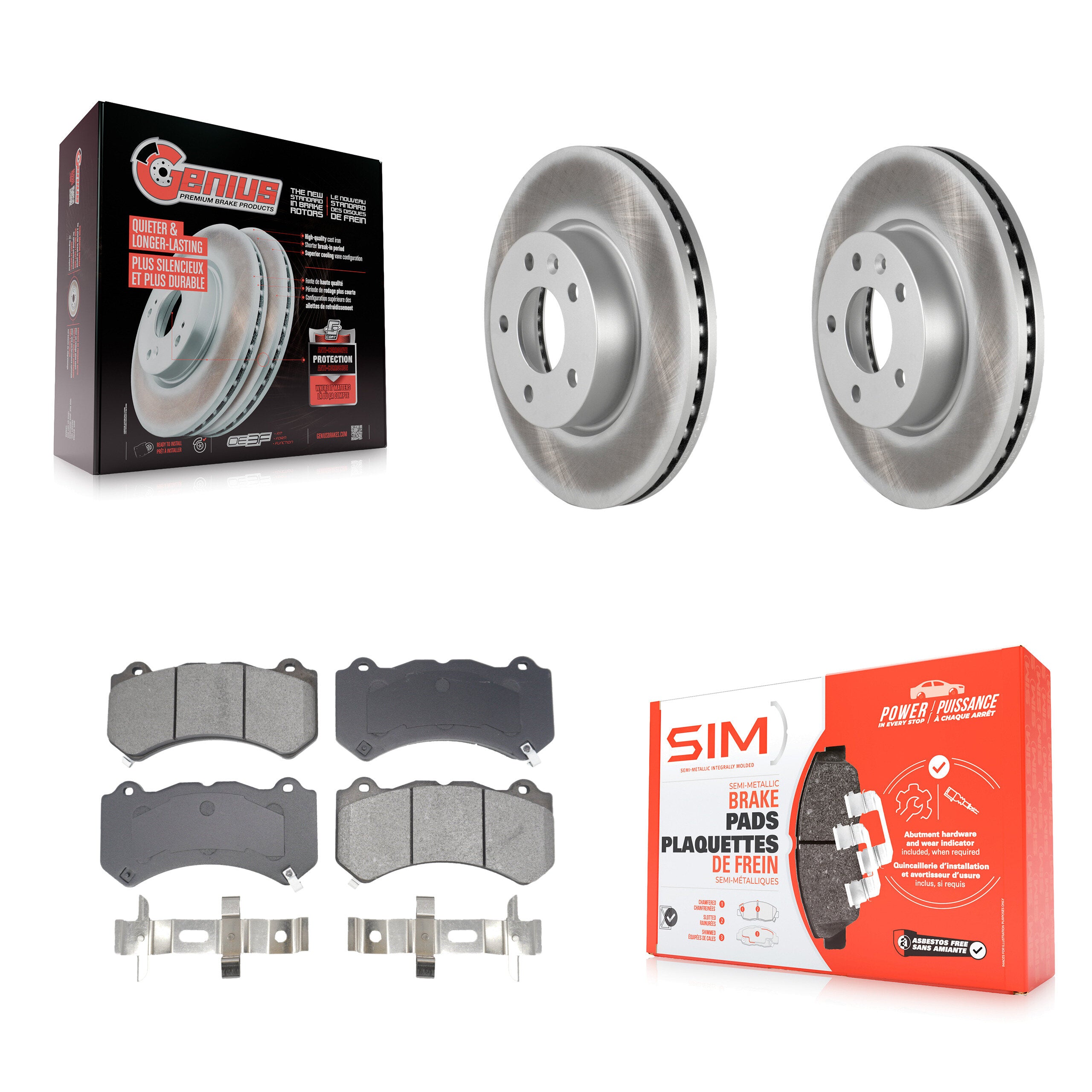 Front Coated Disc Brake Rotors And Semi-Metallic Pads Kit For 2017 Cadillac ATS V KGS-102635
