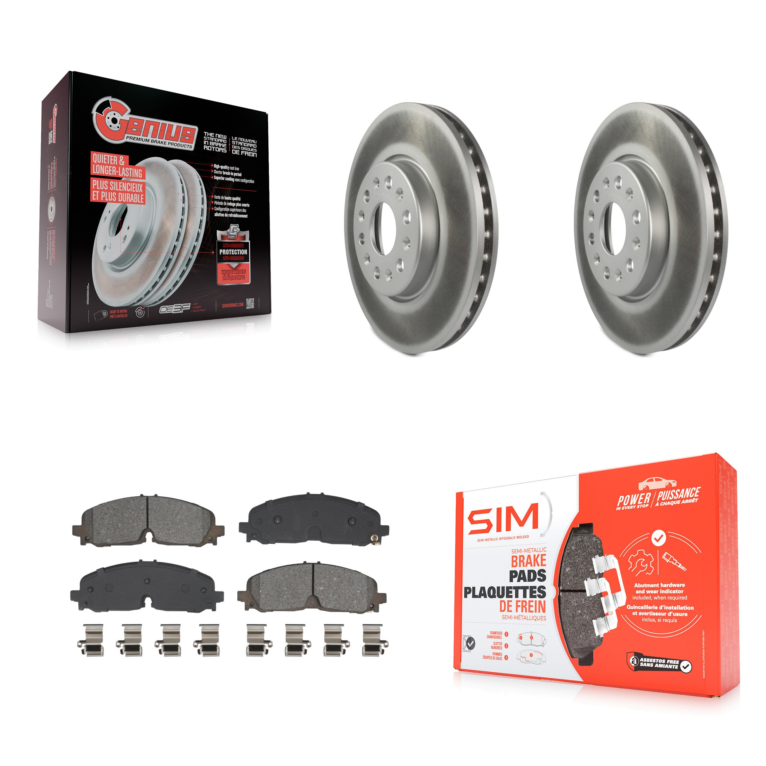 Front Coated Brake Rotor & Semi-Metallic Pad Kit For Chevrolet Traverse Blazer GMC Acadia KGS-102638