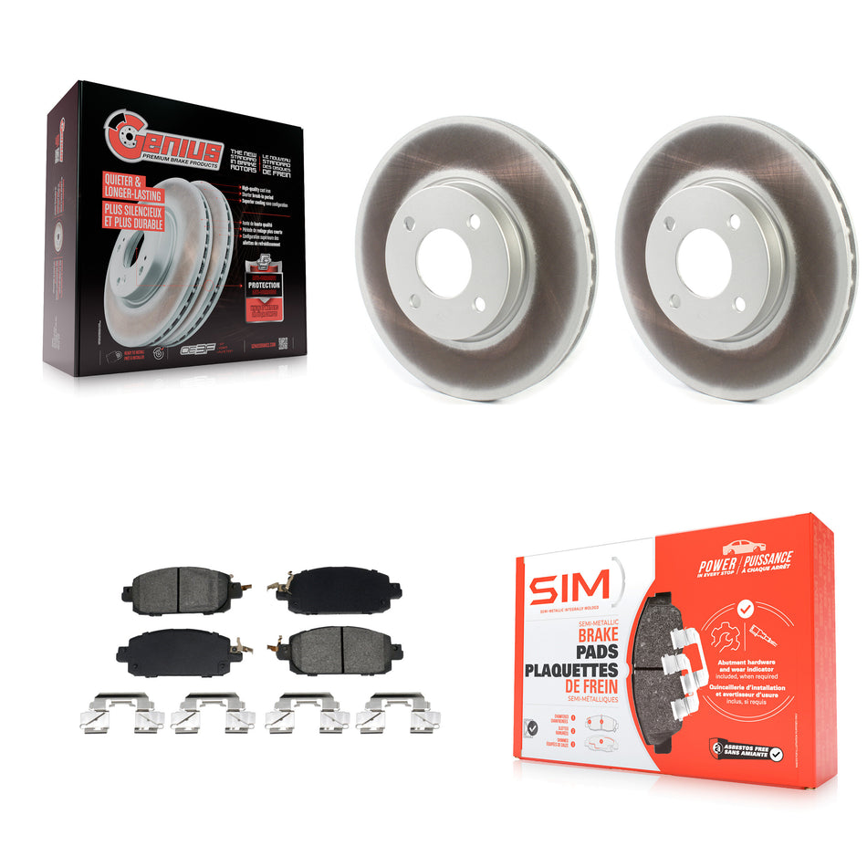 Front Coated Disc Brake Rotors And Semi-Metallic Pads Kit For 2024 Nissan Sentra S SV SR KGS-102643