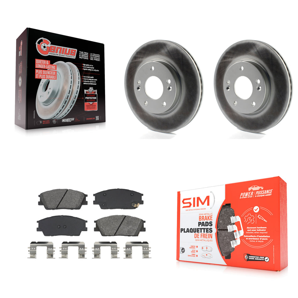 Front Coated Disc Brake Rotors And Semi-Metallic Pads Kit For Hyundai Venue Kia Soul KGS-102645