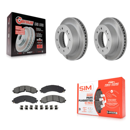 Front Coated Brake Rotor Semi-Metallic Pad Kit For GMC Chevrolet Sierra 2500 HD Silverado KGS-102646