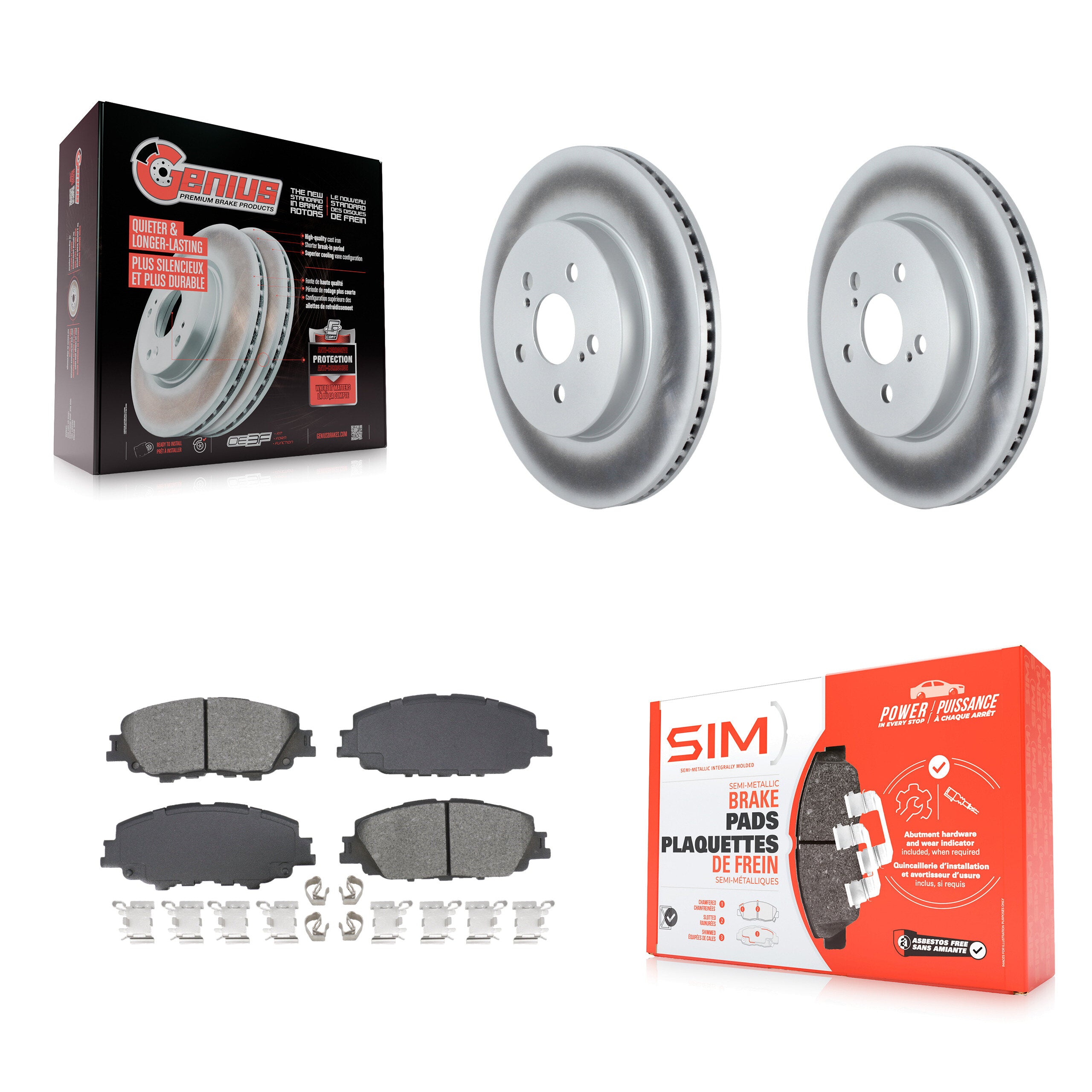 Front Coated Disc Brake Rotors And Semi-Metallic Pads Kit For Toyota Corolla Prius Prime KGS-102649