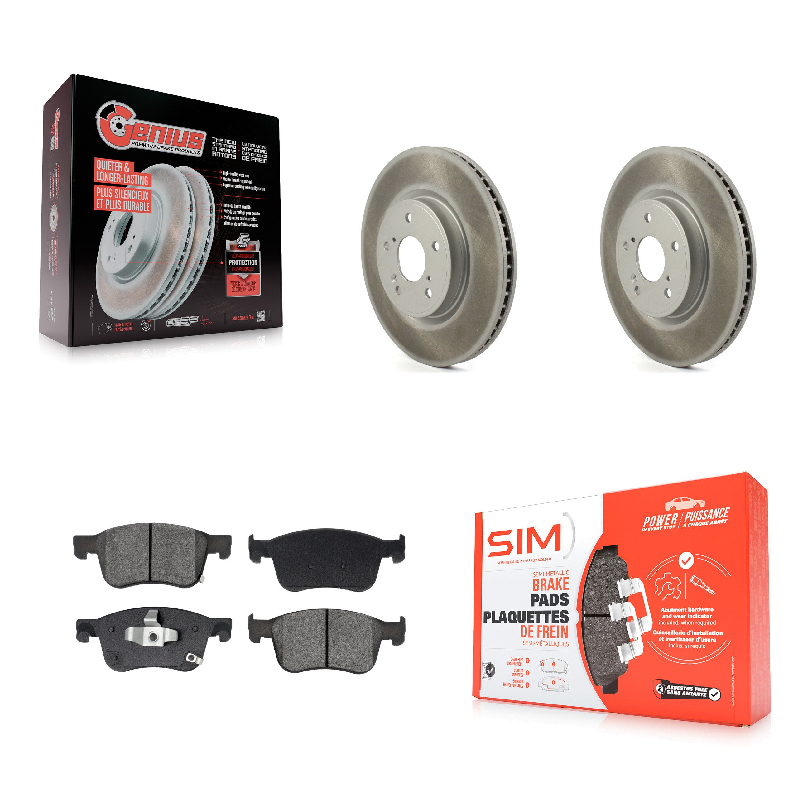 Front Coated Disc Brake Rotors Semi-Metallic Pad Kit For Honda Civic Accord Acura Integra KGS-102650