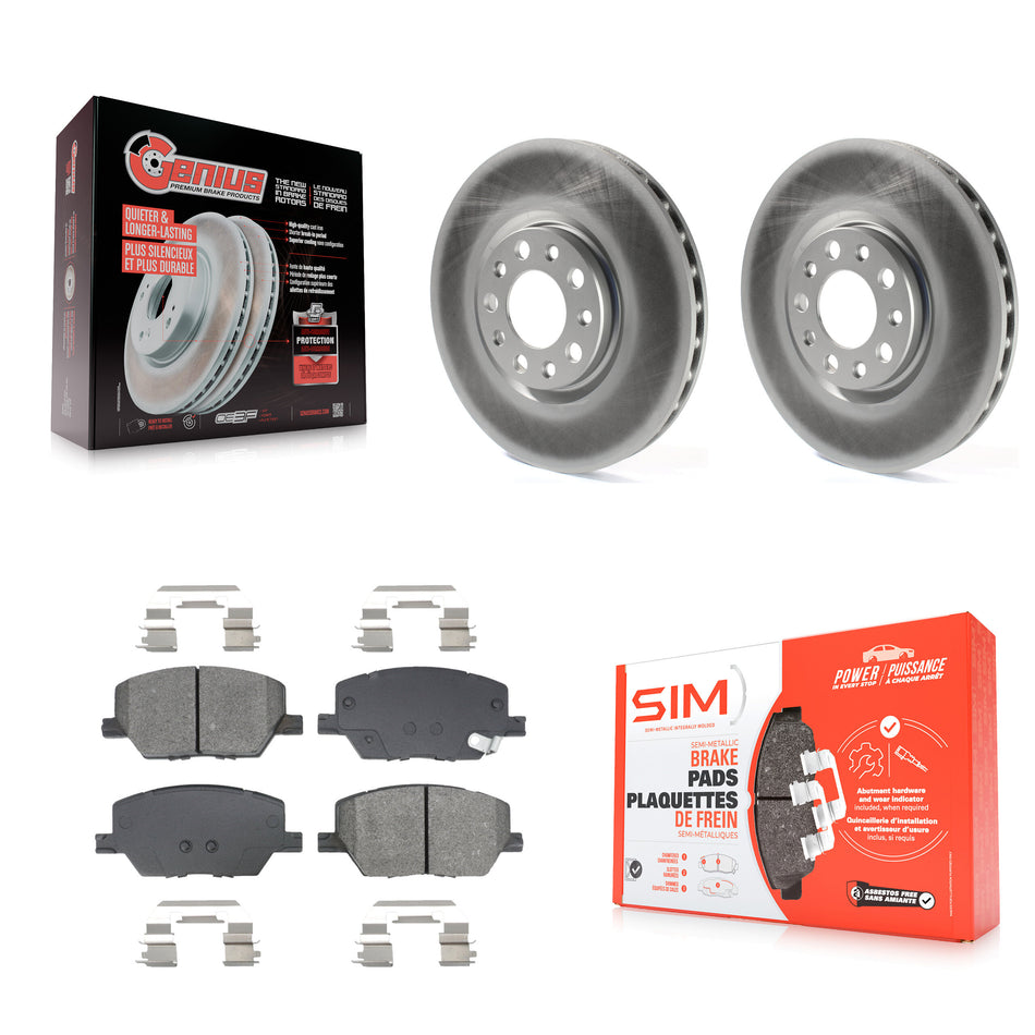 Front Coated Disc Brake Rotor & Semi-Metallic Pad Kit For Jeep Compass Renegade Fiat 500X KGS-102660