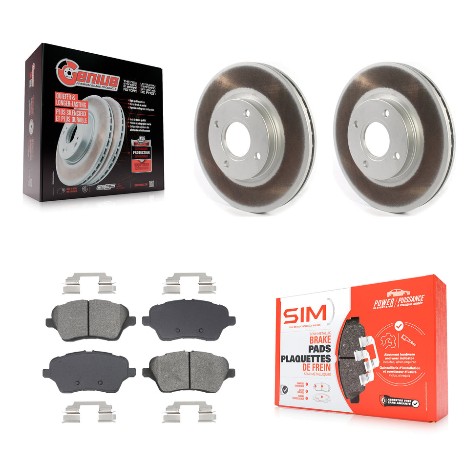 Front Coated Disc Brake Rotors And Semi-Metallic Pads Kit For 2014-2019 Ford Fiesta ST KGS-102661
