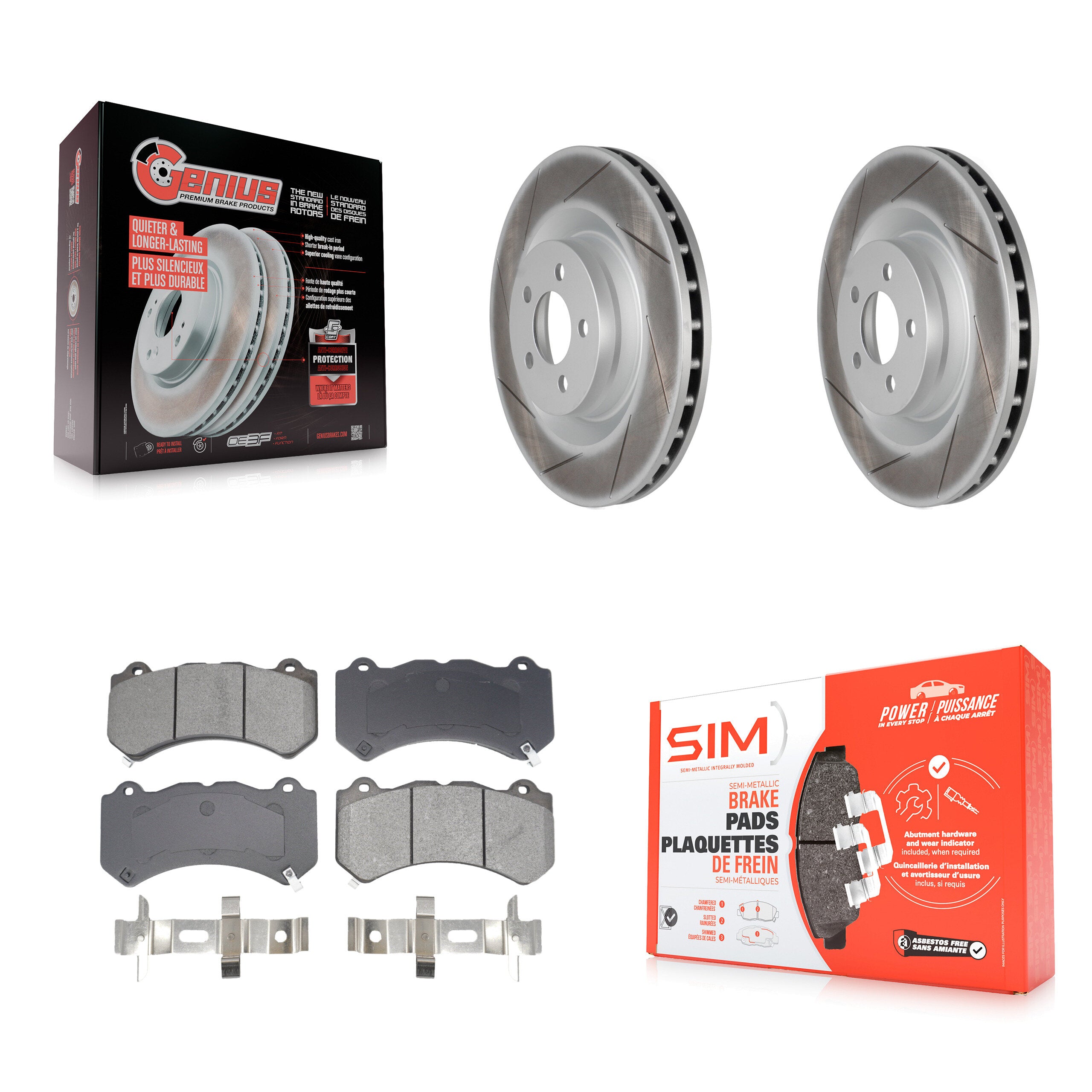 Front Coated Disc Brake Rotors And Semi-Metallic Pads Kit For Dodge Challenger Charger KGS-102666