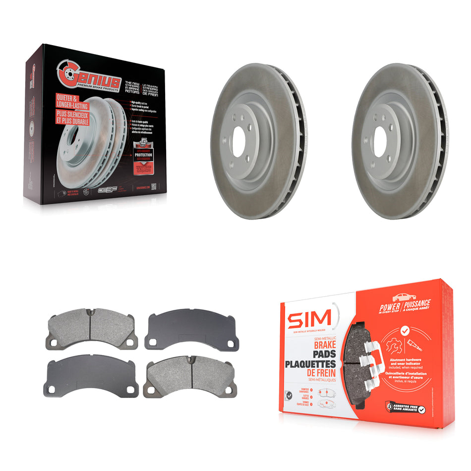 Front Coated Disc Brake Rotors And Semi-Metallic Pads Kit For 2017 Porsche Macan Base KGS-102669