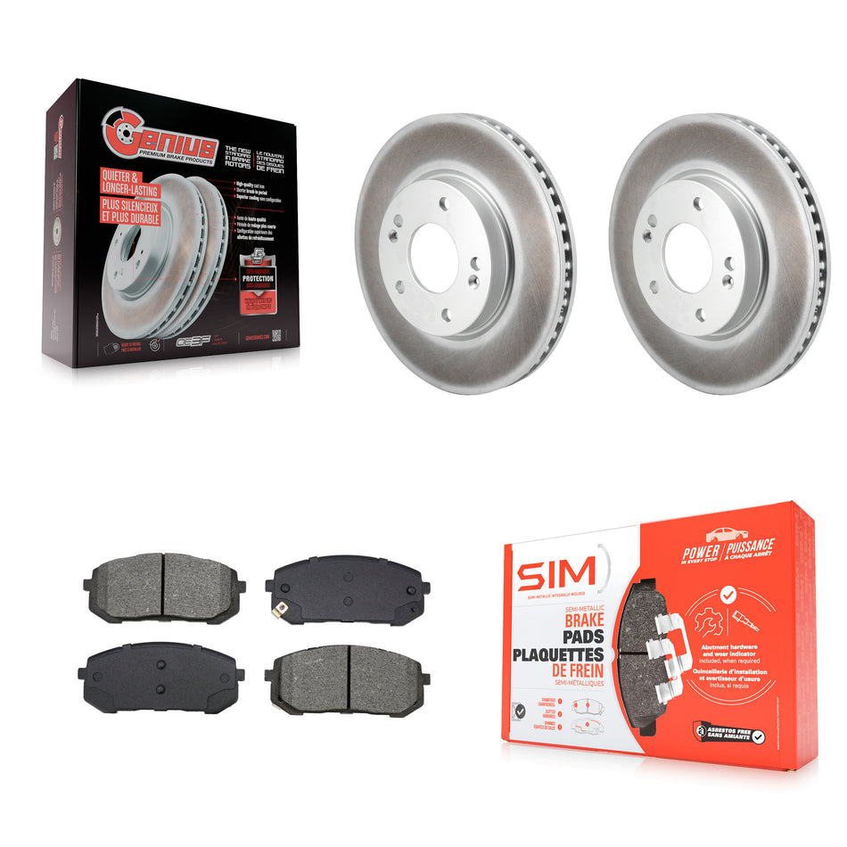 Front Coated Disc Brake Rotors And Semi-Metallic Pads Kit For Hyundai Elantra KGS-102671