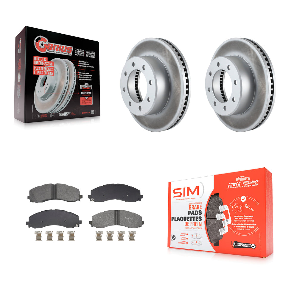 Front Coated Disc Brake Rotors And Semi-Metallic Pads Kit For Ram 2500 3500 KGS-102673