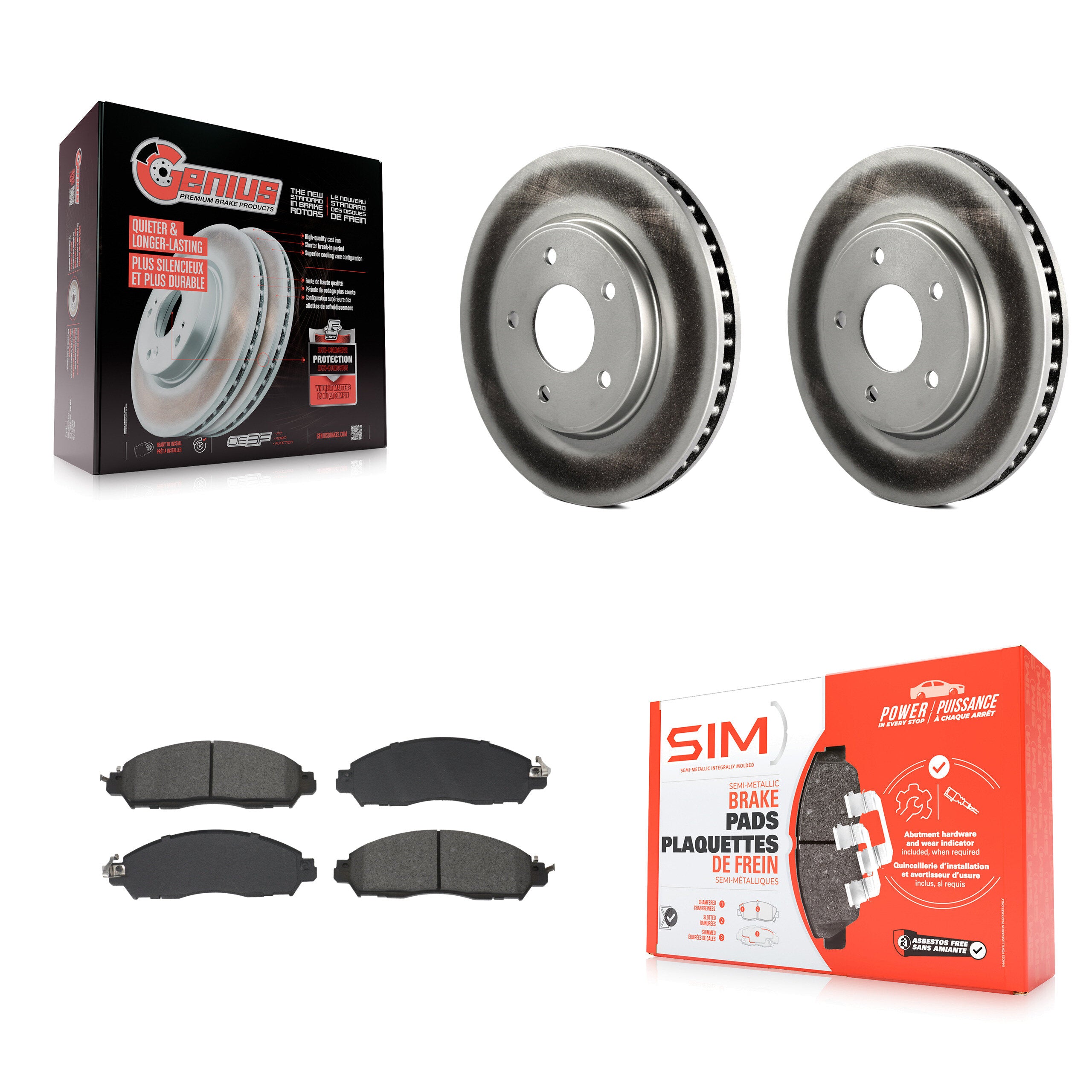 Front Coated Disc Brake Rotors And Semi-Metallic Pads Kit For Nissan LEAF NV200 KGS-102681