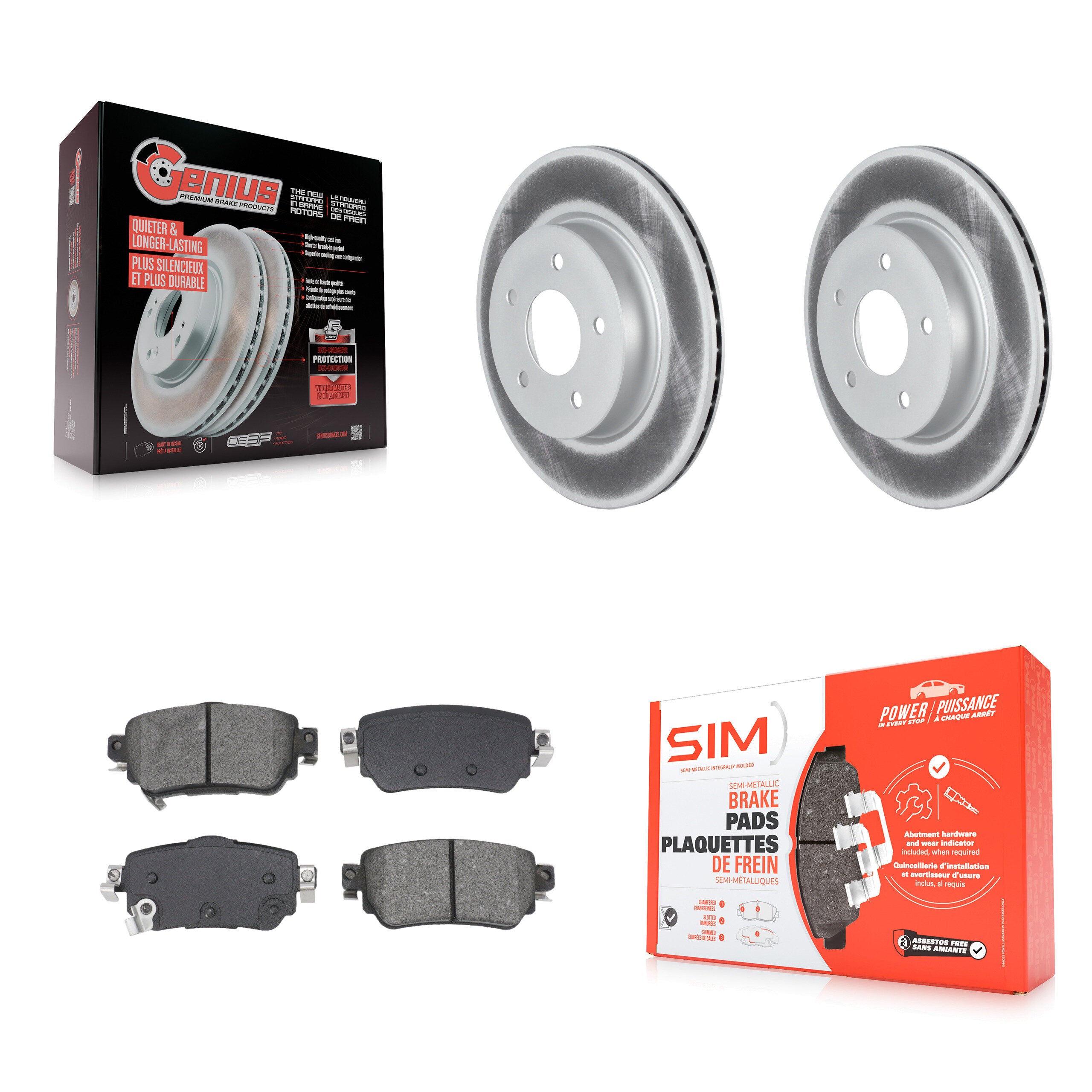 Rear Coated Disc Brake Rotors & Semi-Metallic Pad Kit For Nissan Rogue Sport Qashqai LEAF KGS-102700