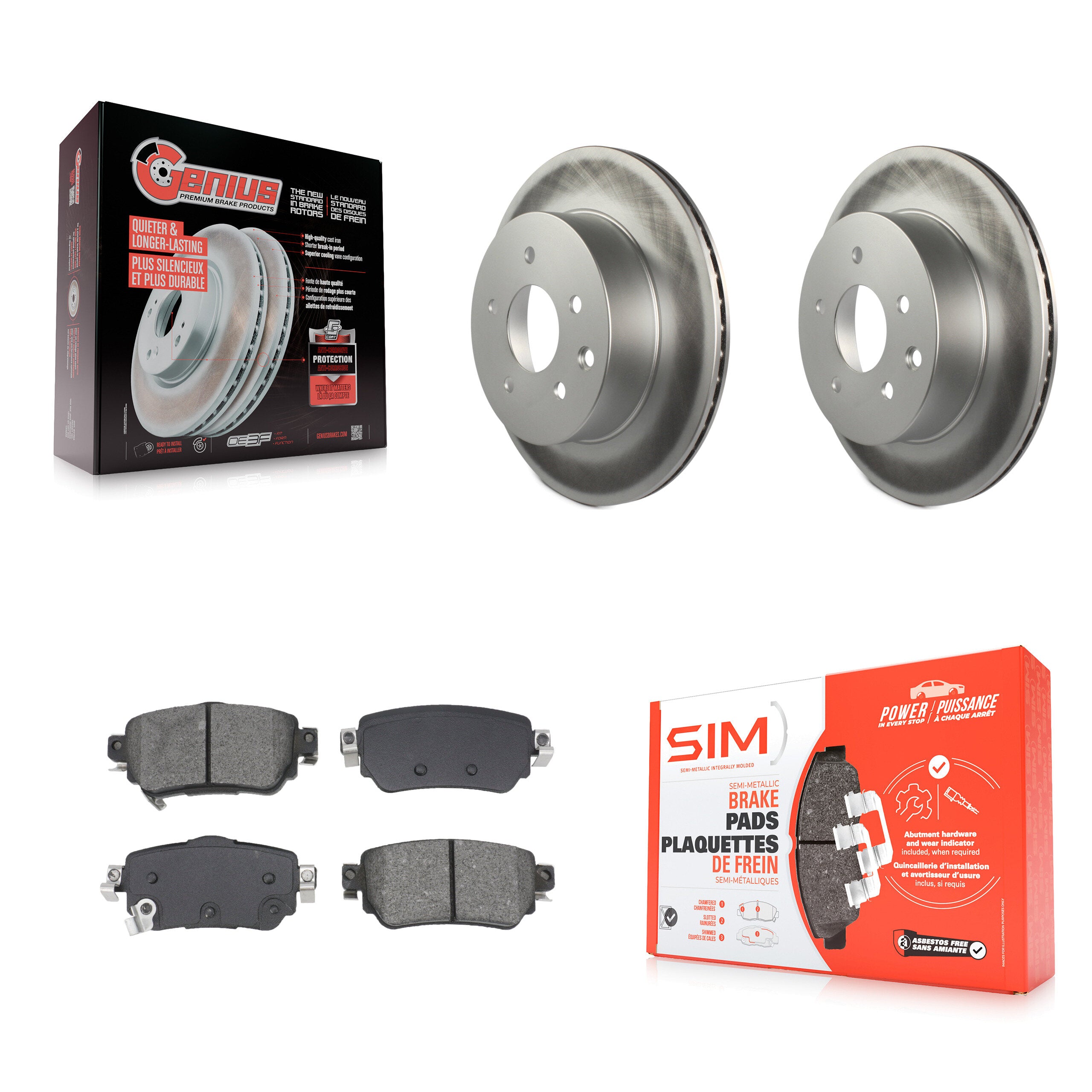 Rear Coated Disc Brake Rotors And Semi-Metallic Pads Kit For 2019 Nissan Rogue Sport S KGS-102701