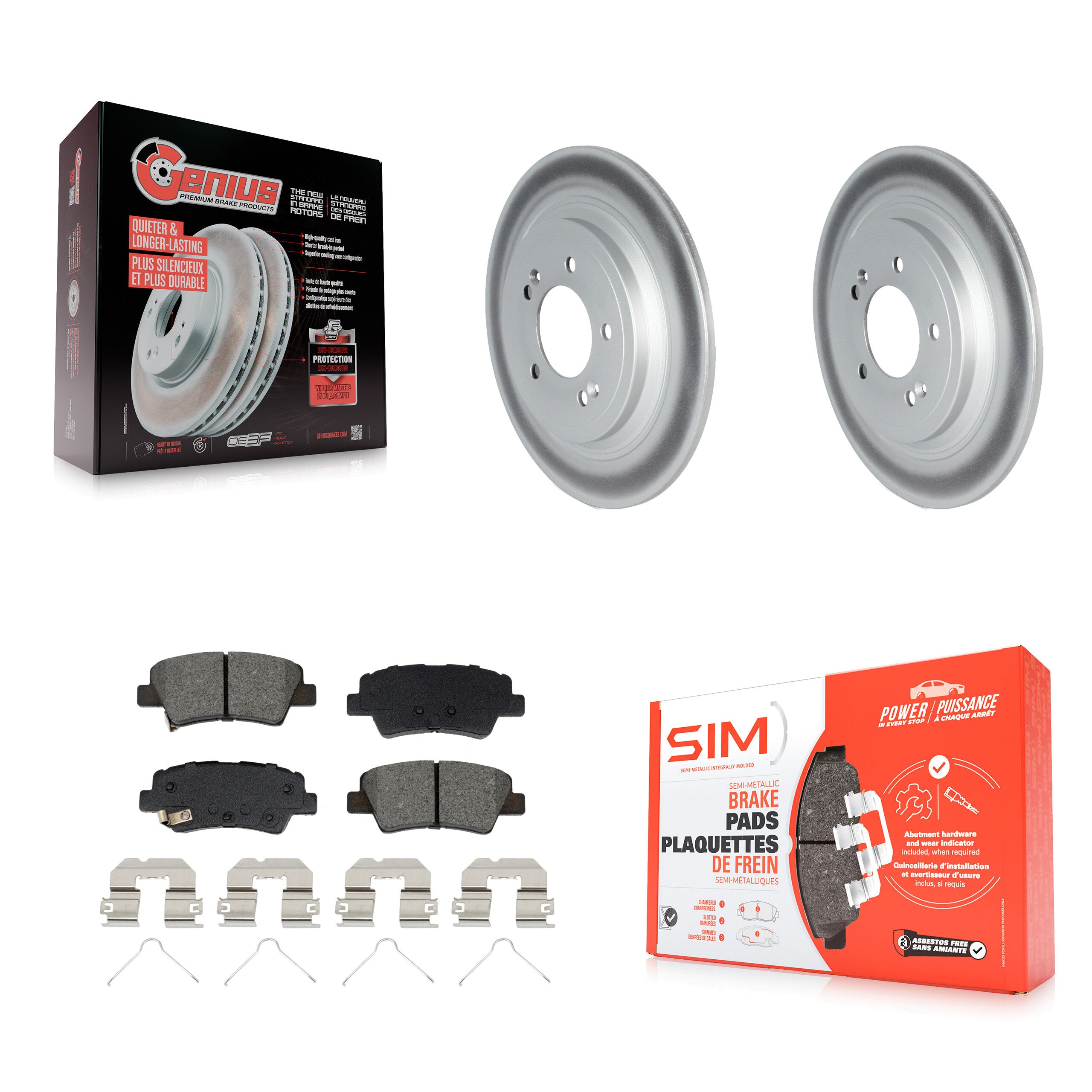 Rear Coated Disc Brake Rotor & Semi-Metallic Pad Kit For Kia Sportage Hyundai Tucson Nexo KGS-102703