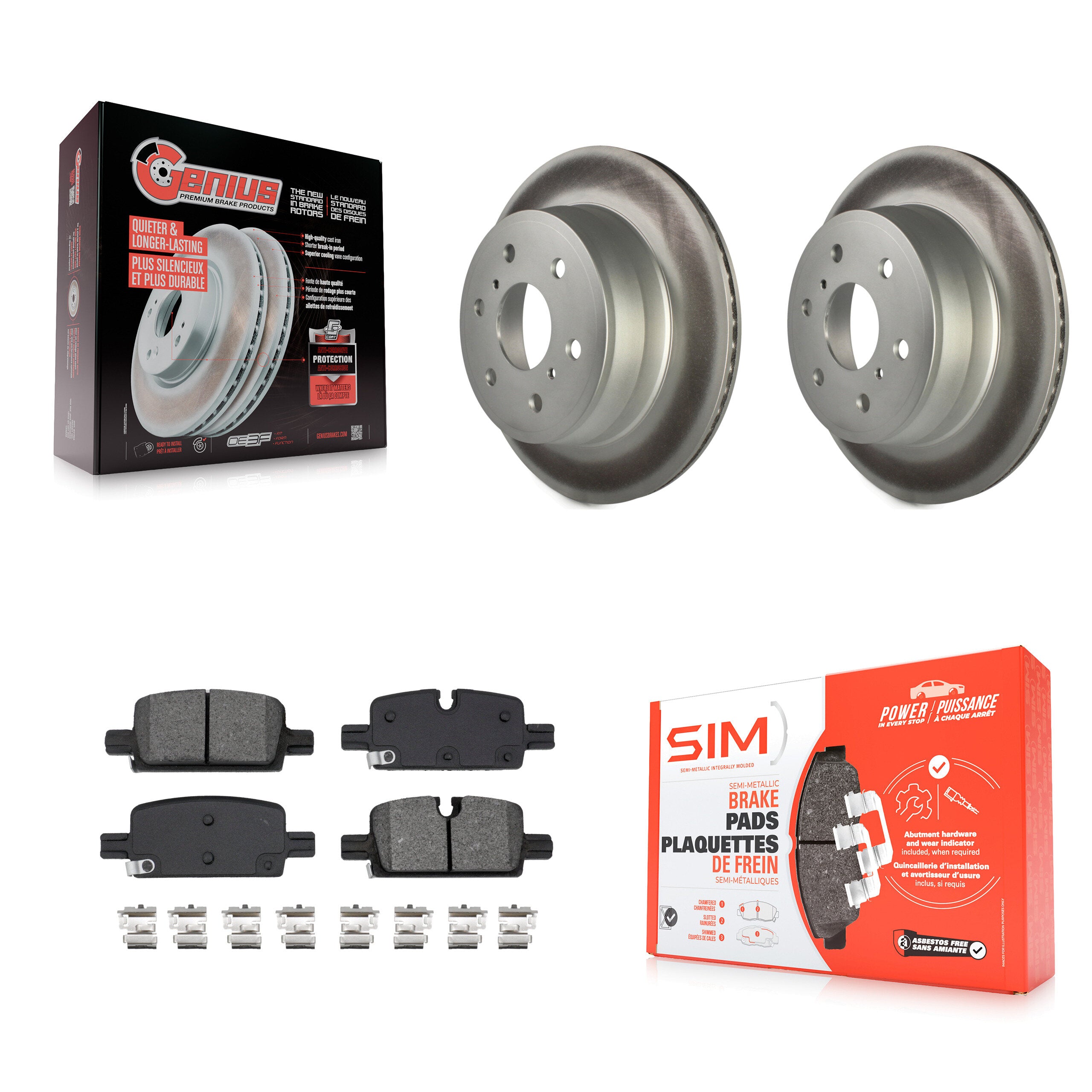 Rear Coat Brake Rotor Semi-Metallic Pad Kit For GMC Sierra 1500 With Manual Parking KGS-102709