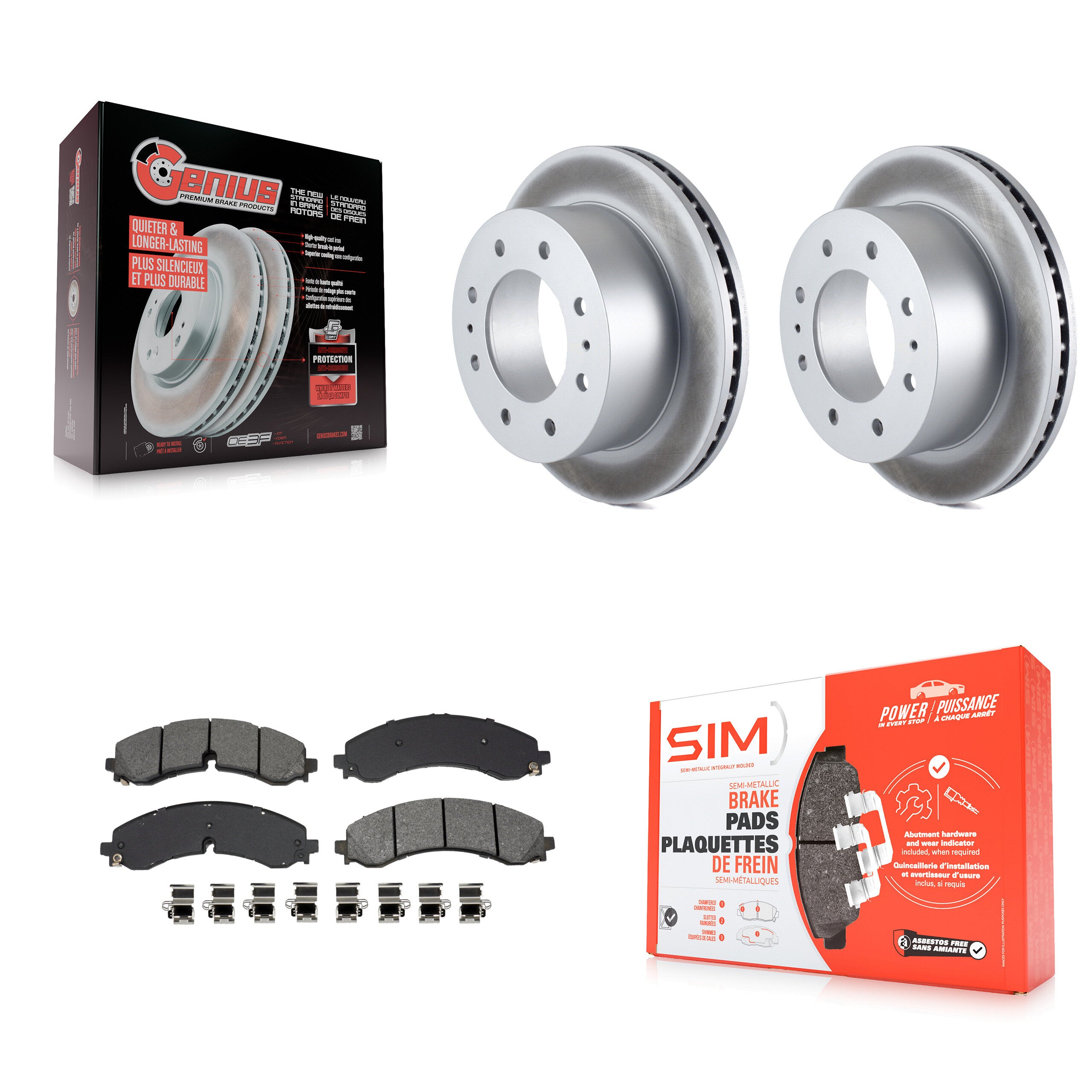 Rear Coated Brake Rotors Semi-Metallic Pad Kit For GMC Chevrolet Sierra 2500 HD Silverado KGS-102719