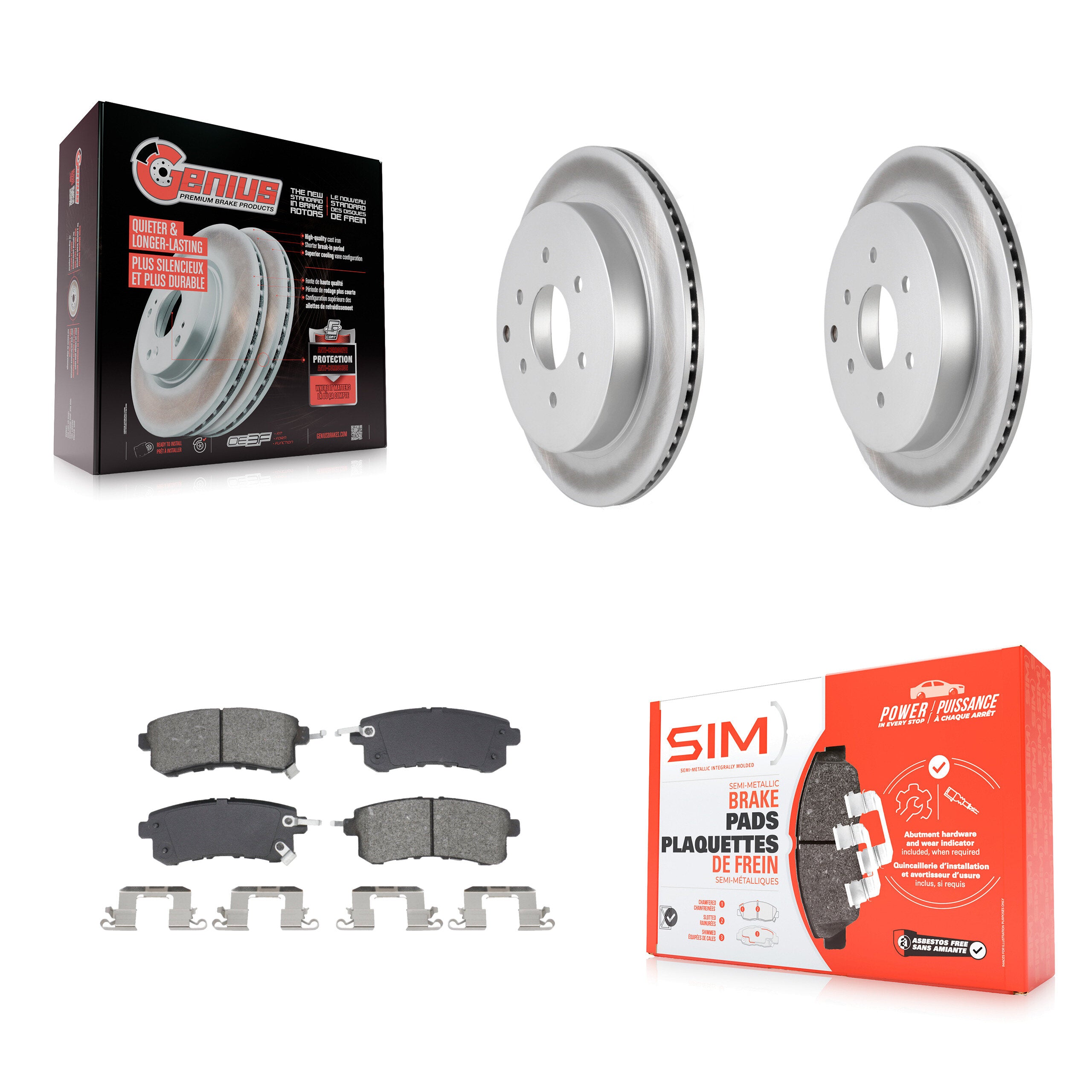 Rear Coated Disc Brake Rotor & Semi-Metallic Pad Kit For INFINITI QX80 Nissan Armada QX56 KGS-102730