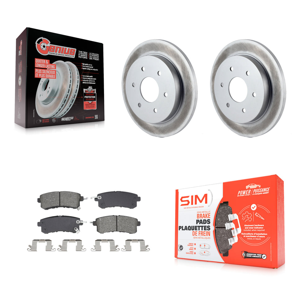 Rear Coat Brake Rotors Semi-Metallic Pad Kit For 2017-2019 Nissan Armada With Solid Rotor KGS-102731