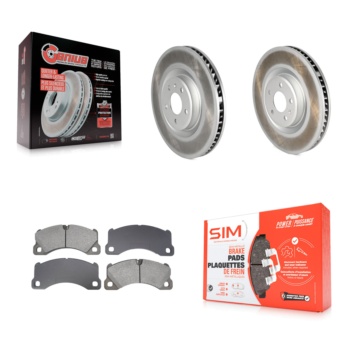 Front Coated Disc Brake Rotors And Semi-Metallic Pads Kit For 2015-2017 Porsche Macan S KGS-102751