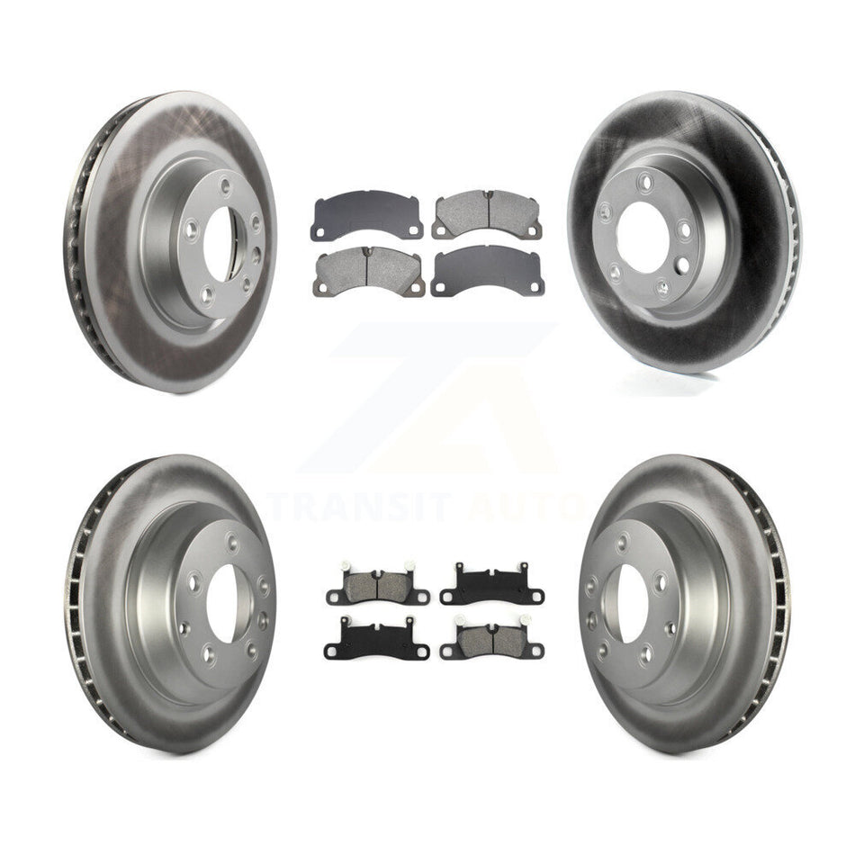 Front Rear Coated Disc Brake Rotors And Semi-Metallic Pads Kit (6Pc) For Porsche Cayenne KGS-102762