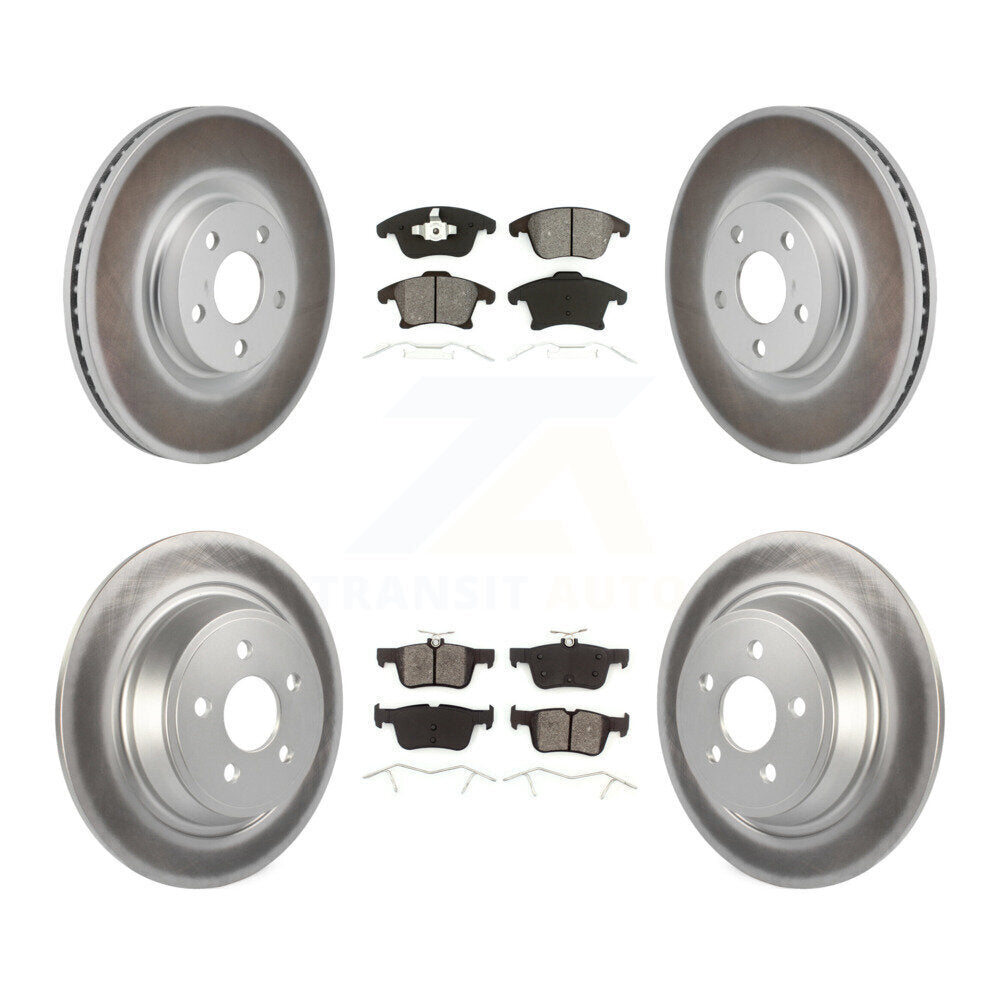 Front Rear Coated Disc Brake Rotor & Semi-Metallic Pad Kit For 2017-2020 Lincoln MKZ 2.0L KGS-102764