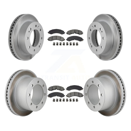 Front Rear Coated Disc Brake Rotor Semi-Metallic Pad Kit For GMC Sierra 3500 HD Chevrolet KGS-102773
