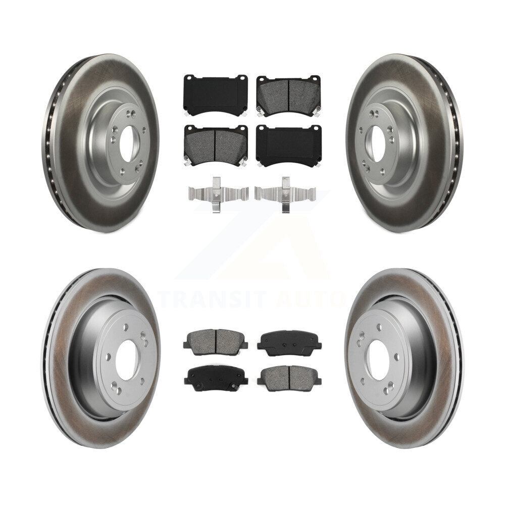 Front Rear Coated Disc Brake Rotors And Semi-Metallic Pads Kit For 2011 Hyundai Equus KGS-102779