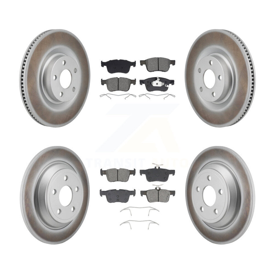 Front Rear Coated Disc Brake Rotors And Semi-Metallic Pad Kit For 2022-2023 Ford Maverick KGS-102794