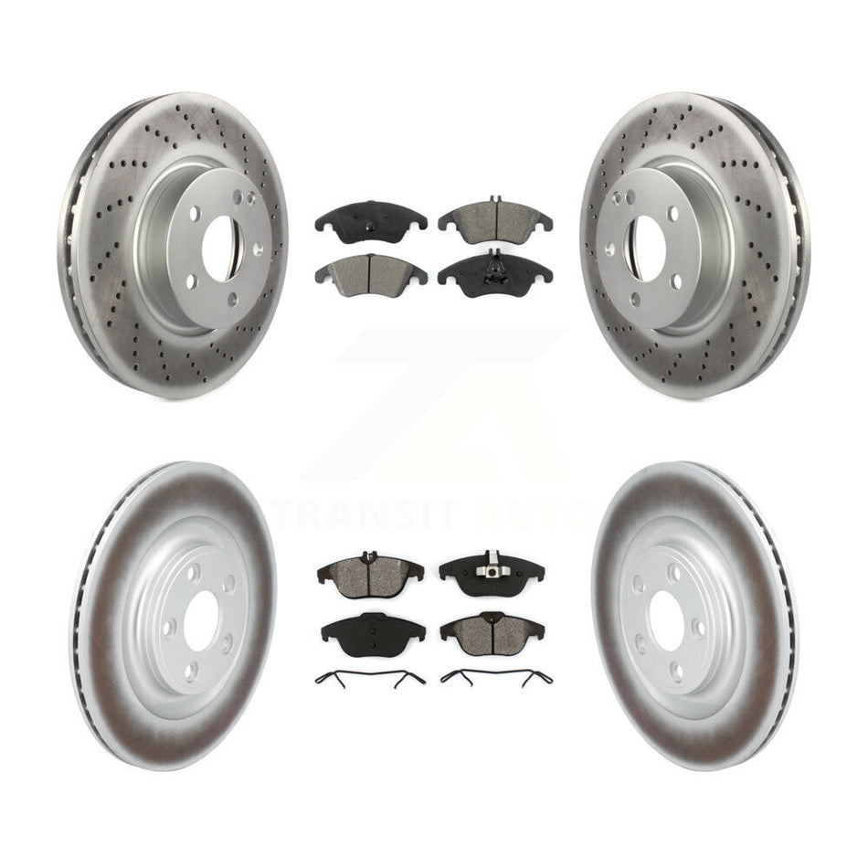 Front Rear Coated Disc Brake Rotors And Semi-Metallic Pads Kit For Mercedes-Benz E400 KGS-102799