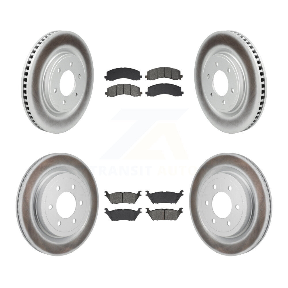 Front Rear Coated Disc Brake Rotors And Semi-Metallic Pads Kit For Ford F-150 Lightning KGS-102800
