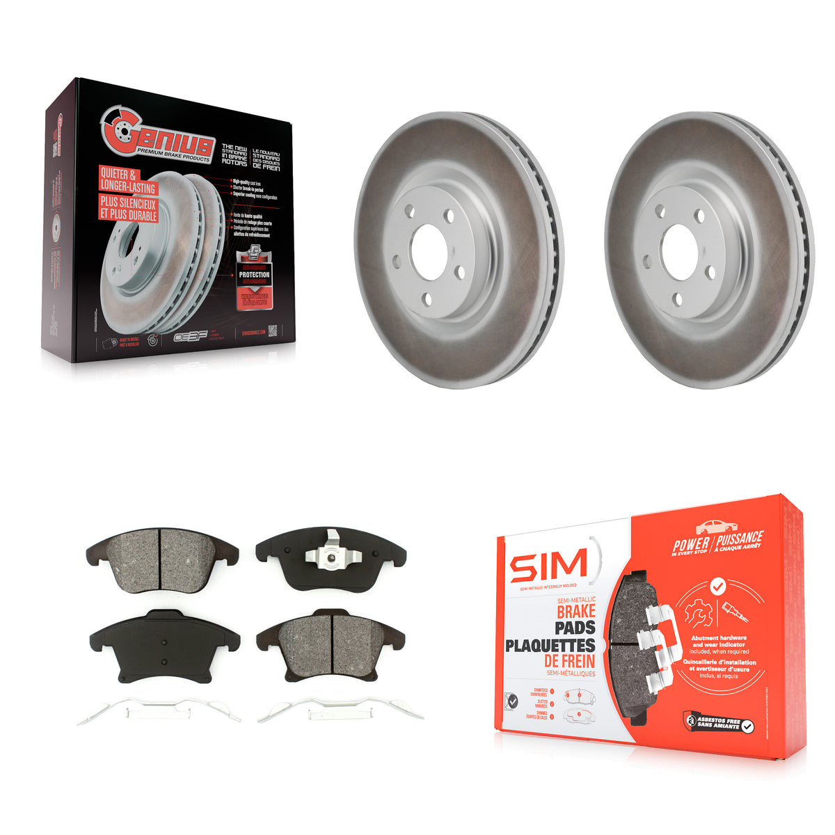 Front Coated Disc Brake Rotors And Semi-Metallic Pads Kit For 2017-2020 Lincoln MKZ 2.0L KGS-102807