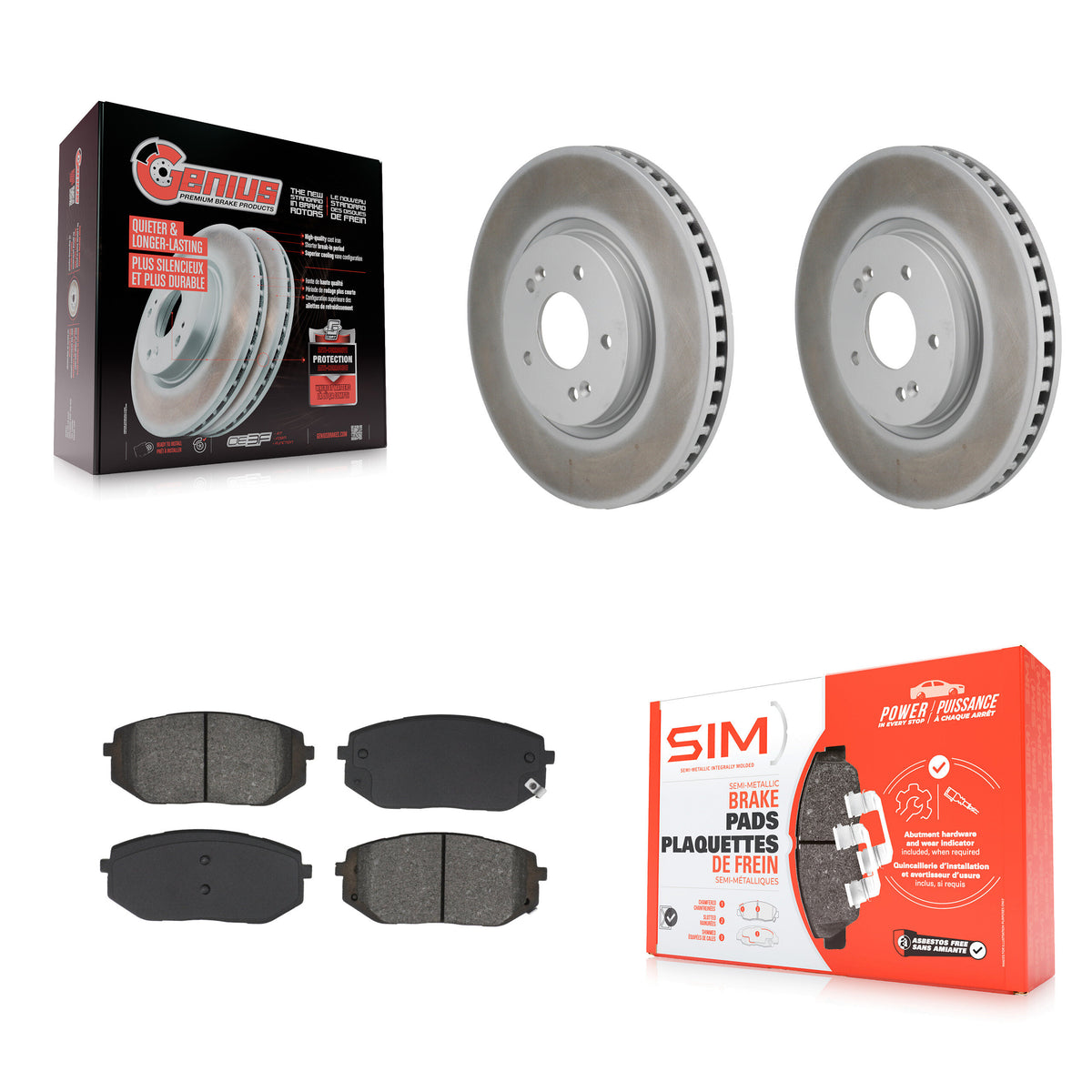 Front Coat Brake Rotors Semi-Metallic Pad Kit For Hyundai Tucson Kia Sportage Ioniq 5 EV6 KGS-102826