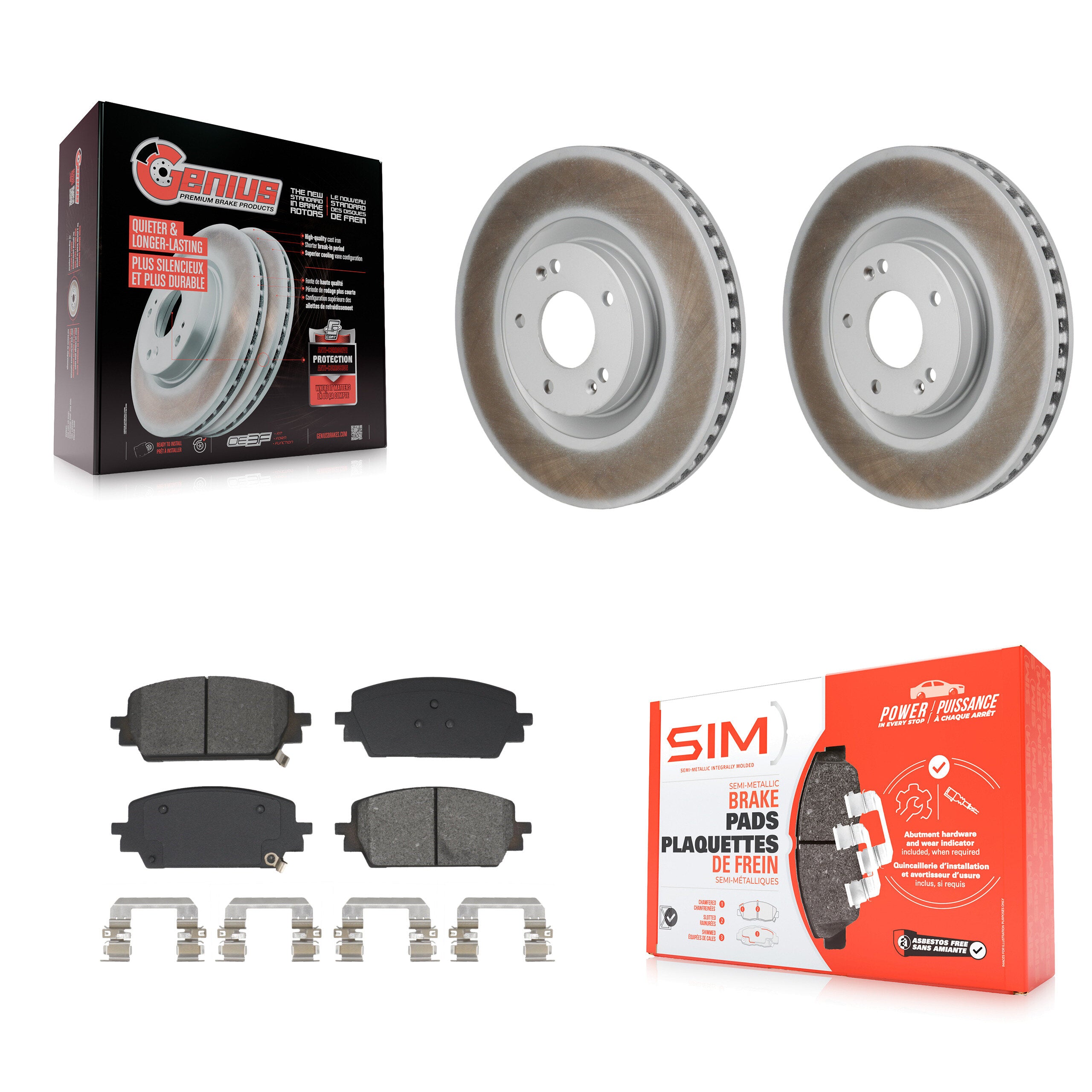 Front Coated Disc Brake Rotor Semi-Metallic Pad Kit For Hyundai Santa Fe Kia Sorento Cruz KGS-102827