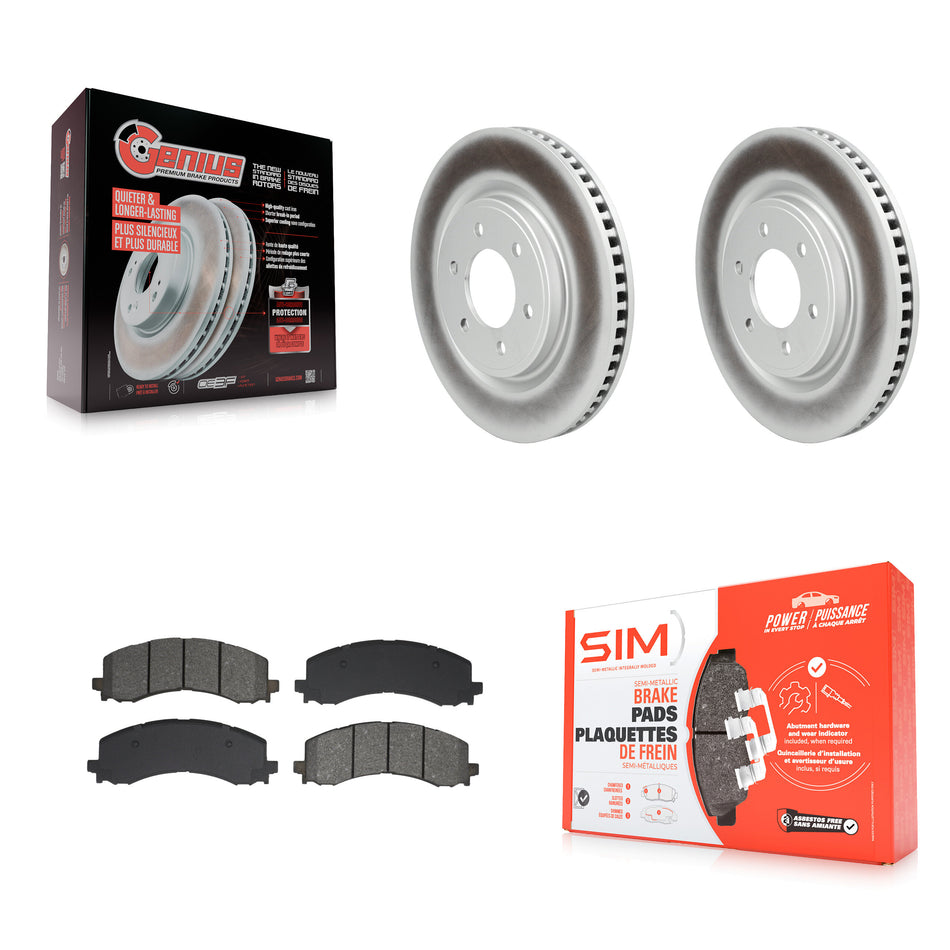 Front Coated Disc Brake Rotors & Semi-Metallic Pad Kit For 2022-2023 Ford F-150 Lightning KGS-102833