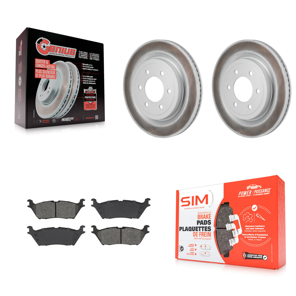 Rear Coated Disc Brake Rotors And Semi-Metallic Pads Kit For Ford F-150 Lightning KGS-102865