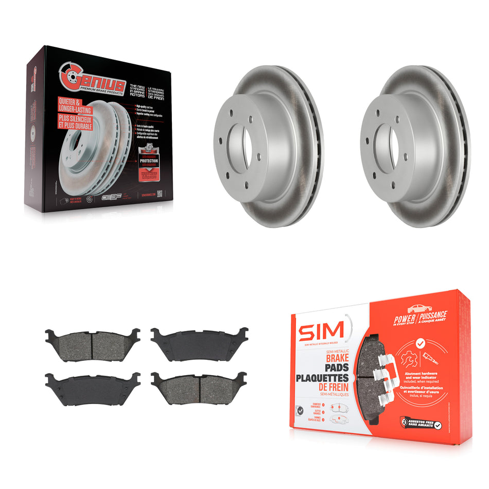 Rear Coated Disc Brake Rotors And Semi-Metallic Pads Kit For 2022-2023 Ford Bronco 3.0L KGS-102867