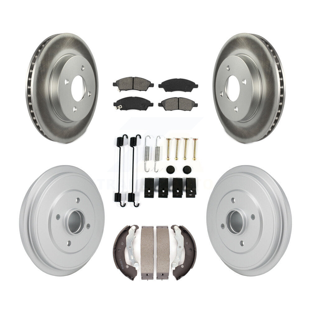 Front Rear Coat Brake Rotors Semi-Metallic Pad Drum Kit (7Pc) For Nissan Micra Versa Note KGS-102874