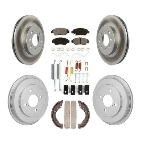 Front Rear Coated Disc Brake Rotors Semi-Metallic Pads And Drum Kit (7Pc) For Honda Fit KGS-102875