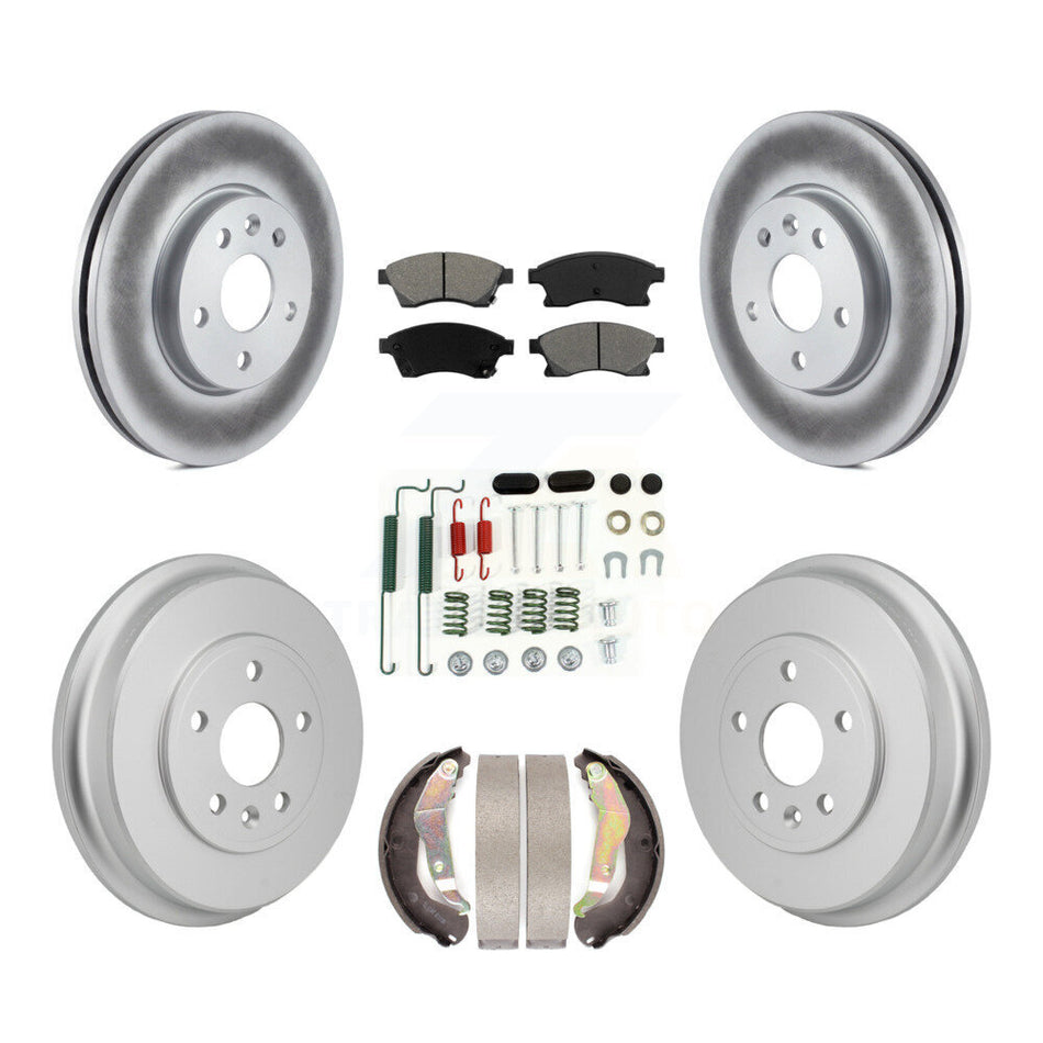 Front Rear Coated Disc Brake Rotor Semi-Metallic Pad & Drum Kit (7Pc) For Chevrolet Sonic KGS-102877