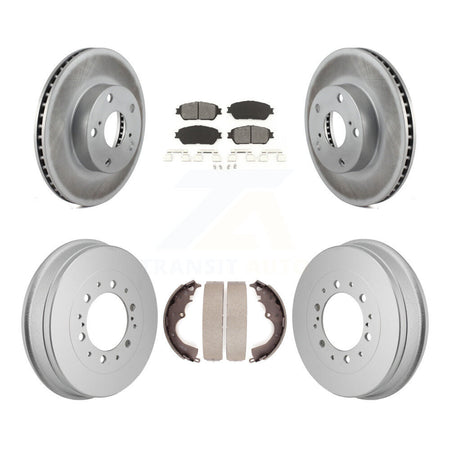 Front Rear Coated Disc Brake Rotors Semi-Metallic Pad Drum Kit For 2015 Toyota Tacoma 4WD KGS-102884