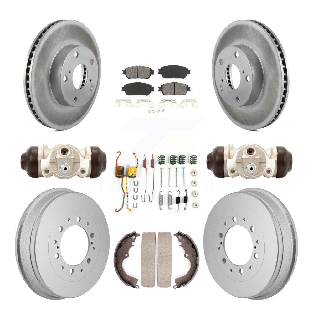 Front Rear Coated Brake Rotor Semi-Metallic Pad Drum Kit (9Pc) For 2015 Toyota Tacoma 4WD KGS-102892