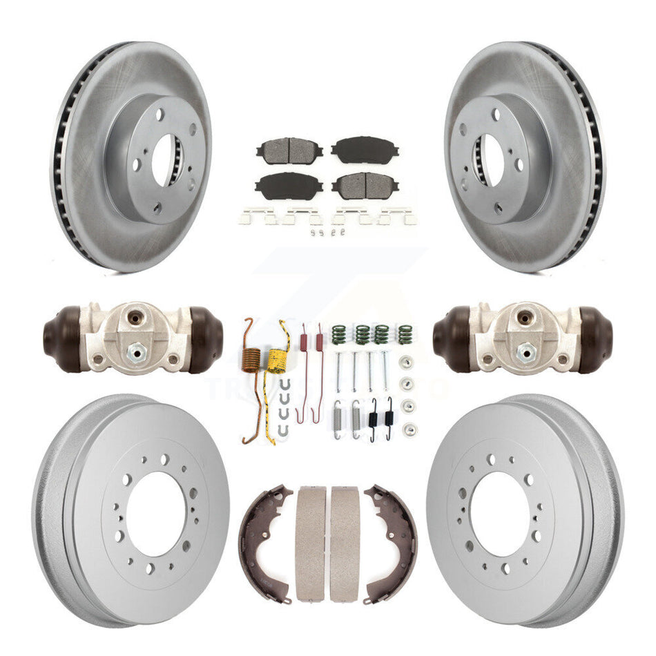 Front Rear Coated Brake Rotor Semi-Metallic Pad Drum Kit (9Pc) For 2015 Toyota Tacoma 4WD KGS-102892