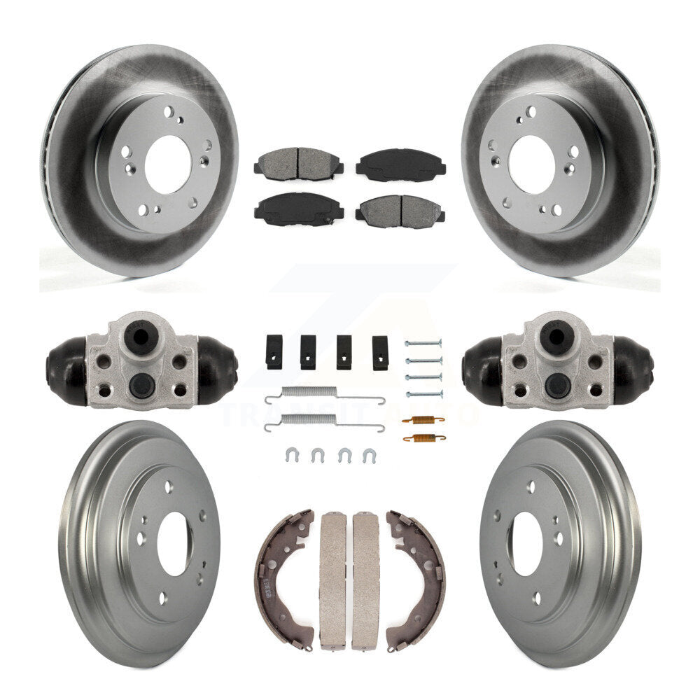 Front Rear Coated Disc Brake Rotors Semi-Metallic Pads And Drum Kit (9Pc) For Honda Civic KGS-102893