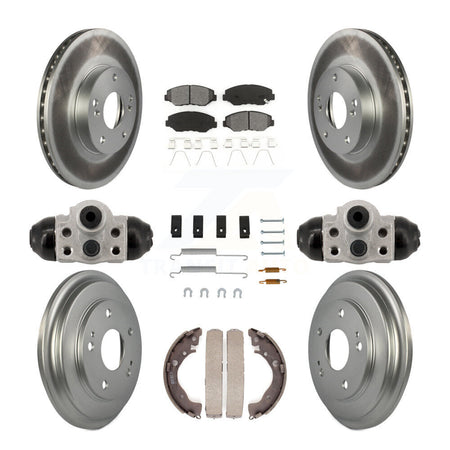 Front Rear Coated Disc Brake Rotors Semi-Metallic Pads And Drum Kit (9Pc) For Honda Civic KGS-102894